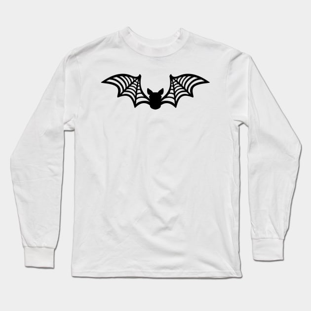 Bat Pattern - Black on White Long Sleeve T-Shirt by AliceQuinn